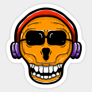 Skull head using headphone Sticker